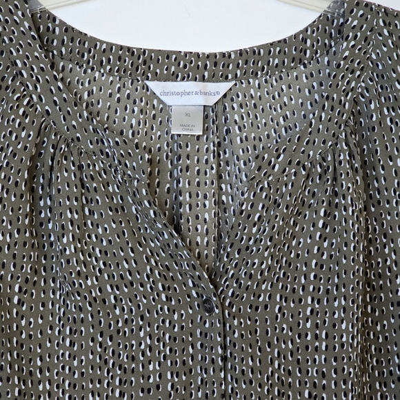 XL Lightweight Sleeveless Shell Blouse Tank Button Front Olive Green Black White - Picture 3 of 11